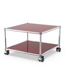 USM Haller side table with castors, USM ruby red, Soft castors for hard floor surfaces