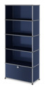 USM Haller Storage Unit M, Customisable, Steel blue RAL 5011, Open, Open, Open, With drop-down door