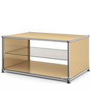 USM Haller Side Table with Side Panels, 75 cm, with interior glass panel, USM beige