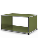 USM Haller Side Table with Side Panels, 75 cm, without interior glass panel, Olive green RAL 6003