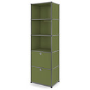 USM Haller Bookcase 50, With 2 drop-down doors, Olive green RAL 6003