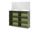 USM Haller Counter L with Security Screen, Olive green RAL 6003