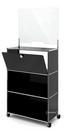 USM Haller Counter M with Security Screen and Hatch, Graphite black RAL 9011, With castors