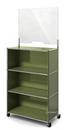 USM Haller Counter M with Security Screen, Olive green RAL 6003, With castors