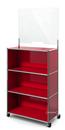 USM Haller Counter M with Security Screen, USM ruby red, With castors