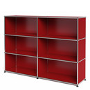 USM Haller Highboard L, Customisable, USM ruby red, Open, Open, Open