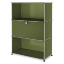 USM Haller Highboard M with 1 Drop-down Door, Olive green RAL 6003