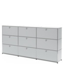 USM Haller Highboard XL, Customisable, Light grey RAL 7035, With 3 drop-down doors, With 3 drop-down doors, With 3 extension doors