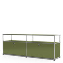 USM Haller Lowboard L with Extension, Customisable, Olive green RAL 6003, With 2 drop-down doors, Without cable entry hole