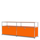 USM Haller Lowboard L with Extension, Customisable, Pure orange RAL 2004, With 2 drop-down doors, With cable entry hole bottom centre