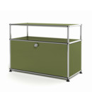 USM Haller Lowboard M with Extension, Customisable, Olive green RAL 6003, With drop-down door, With cable entry hole top centre