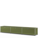 USM Haller Lowboard XL, Customisable, Olive green RAL 6003, With 3 drop-down doors, 35 cm