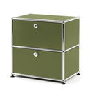 USM Haller Bedside Table with 2 Drop-down Doors, Olive green RAL 6003