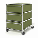 USM Haller Mobile Pedestal with 3 Drawers Type I (with Counterbalance), No locks, Olive green RAL 6003