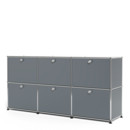 USM Haller Sideboard 50, Customisable, Mid grey RAL 7005, With 3 drop-down doors, With 3 drop-down doors