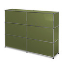 USM Haller Counter Type 1, Olive green RAL 6003, 150 cm (2 elements), 35 cm