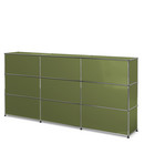 USM Haller Counter Type 1, Olive green RAL 6003, 225 cm (3 elements), 35 cm