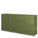 USM Haller Counter Type 1, Olive green RAL 6003, 225 cm (3 elements), 50 cm