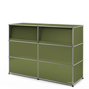 USM Haller Counter Type 2 (with Angled Shelves), Olive green RAL 6003, 150 cm (2 elements), 50 cm