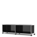 USM Haller TV-/HiFi-Lowboard, Customisable, Graphite black RAL 9011, Open, Without cable entry hole