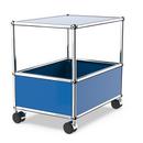 USM Haller bar table, Without bar, Gentian blue RAL 5010, Soft castors for hard floor surfaces