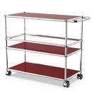 USM Haller Bar Trolley Type III, USM ruby red, Hard castors for carpets