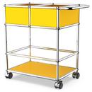 USM Haller bar trolley with divider, Golden yellow RAL 1004, Soft castors for hard floor surfaces