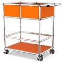 USM Haller bar trolley with divider, Pure orange RAL 2004, Soft castors for hard floor surfaces