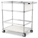 USM Haller bar trolley with divider, Pure white RAL 9010, Hard castors for carpets