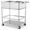 USM Haller bar trolley with divider, USM matte silver, Soft castors for hard floor surfaces