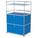 USM Haller bar highboard, Gentian blue RAL 5010, With 2 drop-down doors