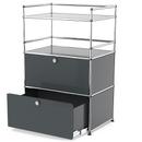 USM Haller bar highboard, Anthracite RAL 7016, With drop-down door and extension door (incl. metal box insert)