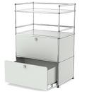 USM Haller bar highboard, Light grey RAL 7035, With drop-down door and extension door (incl. metal box insert)