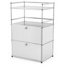 USM Haller bar highboard, USM matte silver, With 2 drop-down doors