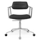 Swivel+ Chair, Polished, Wheeled based, Black leather