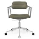 Swivel+ Chair, Polished, Wheeled based, Bosco green leather