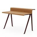 Courier Desk, Natural oak, oiled, Powder-coated dark bordeaux