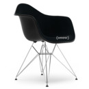 Eames Plastic Armchair RE DAR, Deep black, With full upholstery, Nero, Standard version - 43 cm, Chrome-plated