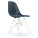 Eames Plastic Side Chair RE DSR, Sea blue, Without upholstery, Without upholstery, Standard version - 43 cm, Coated white