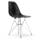 Eames Plastic Side Chair RE DSR, Deep black, Without upholstery, Without upholstery, Standard version - 43 cm, Chrome-plated