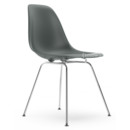 Eames Plastic Side Chair RE DSX, Granite grey, Without upholstery, Without upholstery, Standard version - 43 cm, Chrome-plated