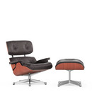 Lounge Chair & Ottoman, Cherry, Leather Premium F chocolate, 84 cm - Original height 1956, Aluminium polished