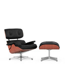 Lounge Chair & Ottoman, Cherry, Leather Premium F nero, 89 cm, Aluminium polished