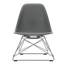 Eames Plastic Side Chair RE LSR, Granite grey, Without upholstery, Polished chrome
