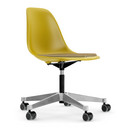 Eames Plastic Side Chair RE PSCC, Mustard RE, With seat upholstery, Mustard / dark grey