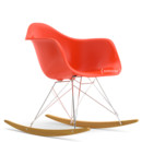 Eames Plastic Armchair RE RAR, Red - poppy red, Chrome-plated, Yellowish maple