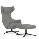 Grand Repos, Chair Grand Repos & Ottoman, Fabric Cosy 2 Pebble Grey, 46 cm, Basic dark