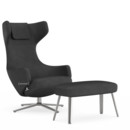 Grand Repos, Chair Grand Repos & Panchina, Fabric Dumet carbon/black, 46 cm, Polished