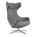 Grand Repos, Chair Grand Repos, Fabric Dumet sierra grey melange, 41 cm, Polished