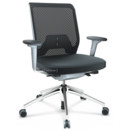 ID Mesh, FlowMotion-with tilt mechanism, with seat depth adjustment, With 2D armrests, 5 star foot, polished aluminium, Soft grey, Silk mesh seat cover, diamond mesh back, Nero, Hard castors for carpets